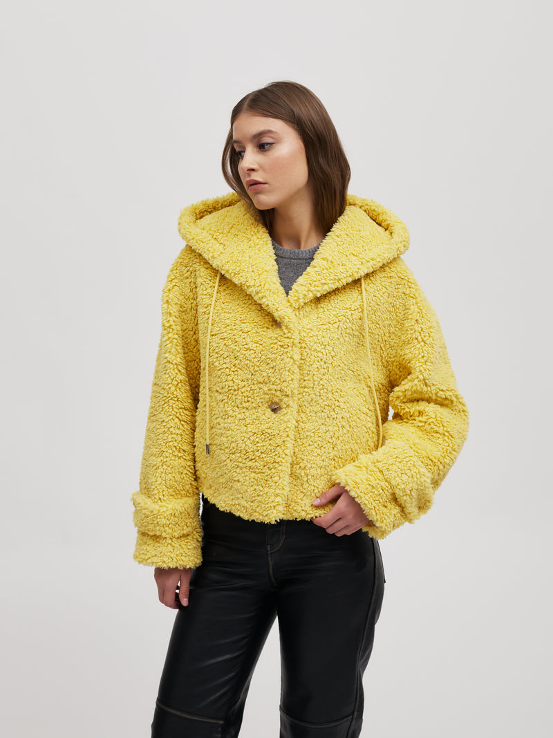 Playful Faux-Shearling Jacket with Hood