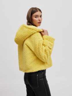 Playful Faux-Shearling Jacket with Hood