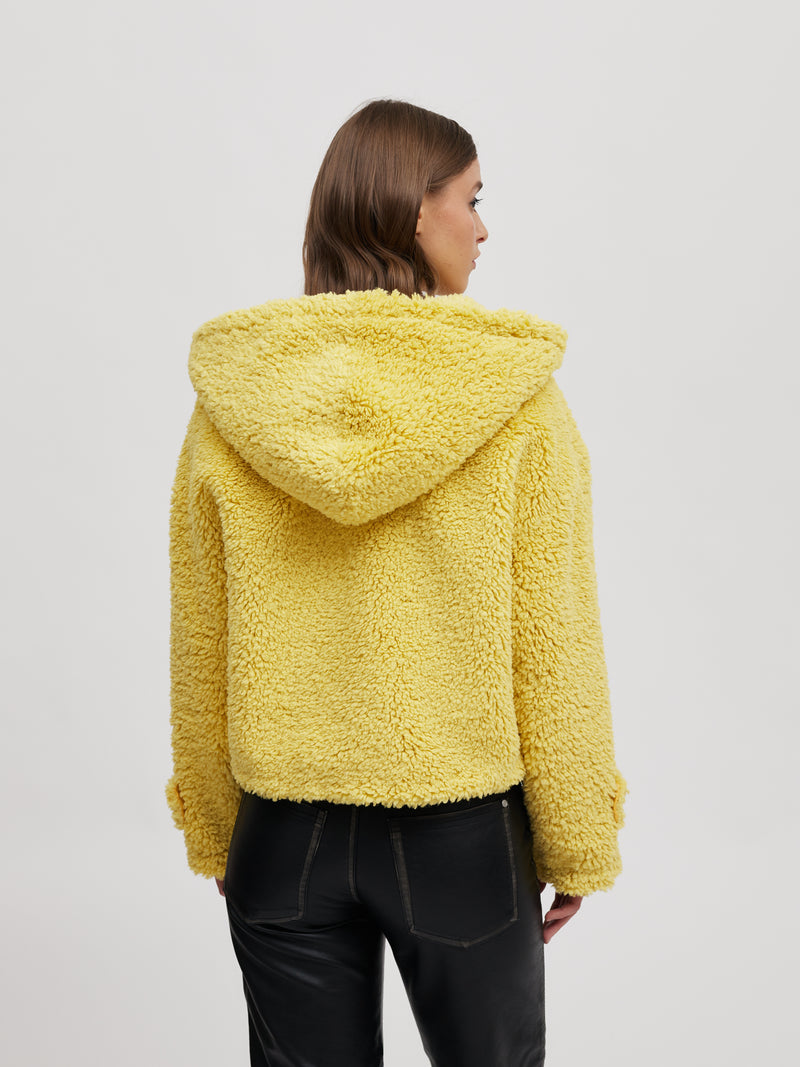 Playful Faux-Shearling Jacket with Hood