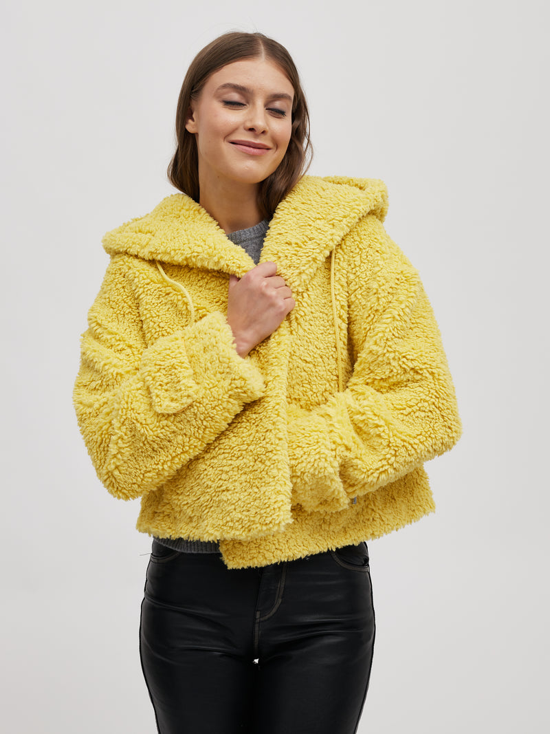 Playful Faux-Shearling Jacket with Hood