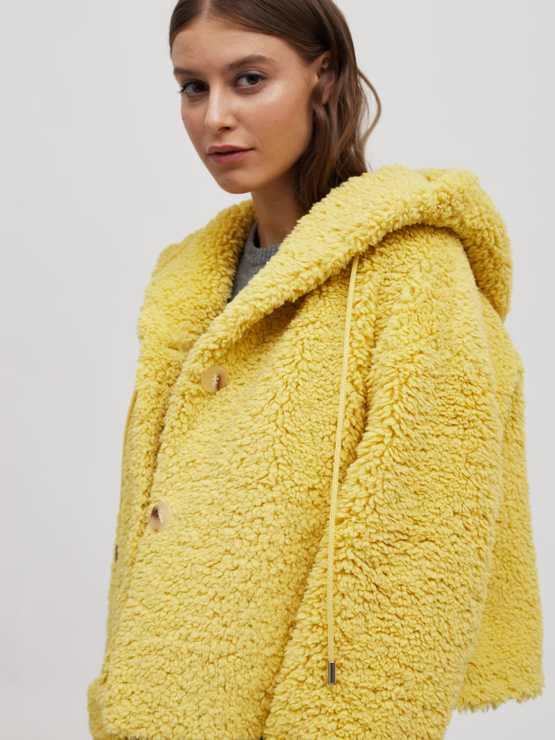 Playful Faux-Shearling Jacket with Hood