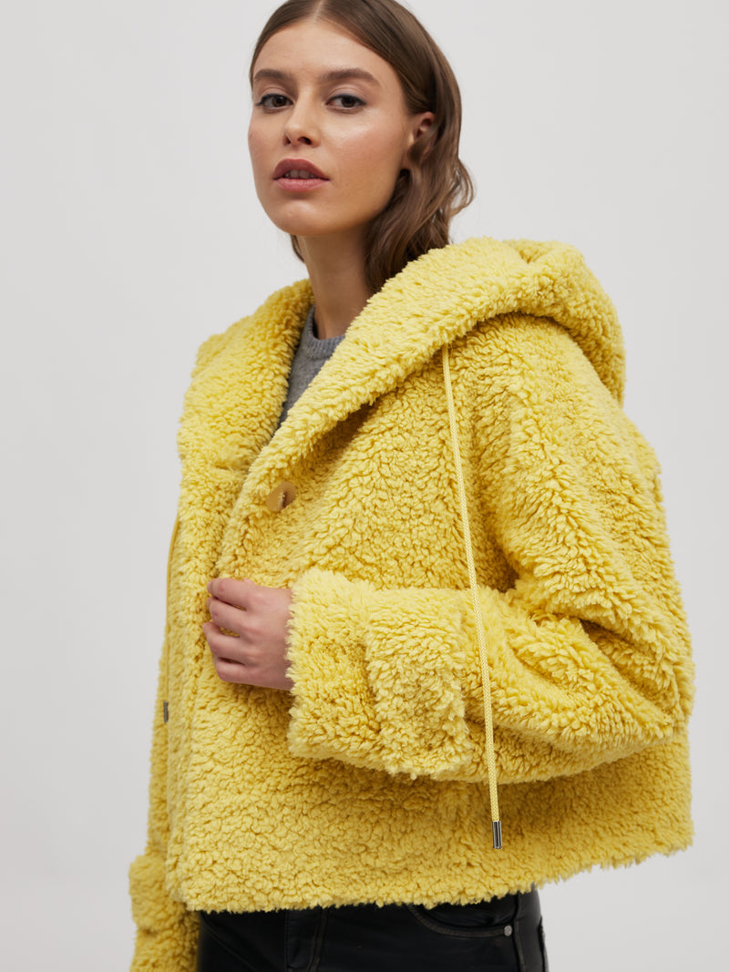 Playful Faux-Shearling Jacket with Hood