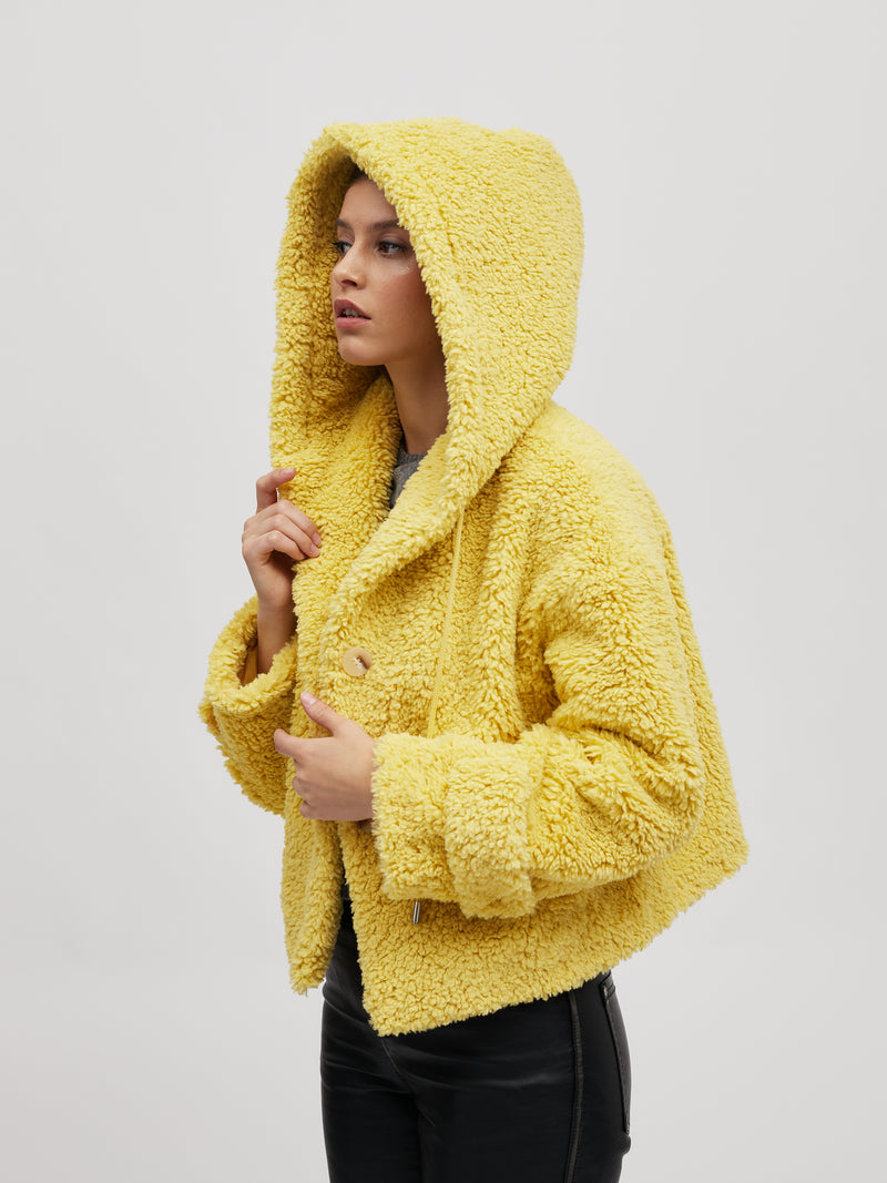 Playful Faux-Shearling Jacket with Hood