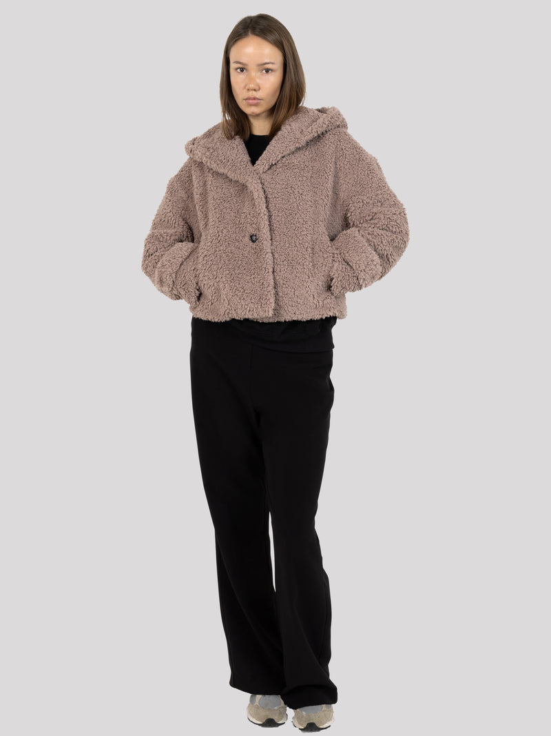 Playful Faux-Shearling Jacket with Hood